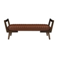 thumbnail image 5 of GZXS Mid Century Modern Upholstered Bench in Light Brown, 52" Tufted PU Leather Bench with Solid Wood Frame for Bedroom/Entryway/Foyer/Living Room, 5 of 8