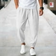thumbnail image 2 of CONZONE Mens Linen Pants Tapered Leg Elastic Waist Drawstring Joggers For Men Relaxed Fit Casual Summer Trousers With Pockets, 2 of 5