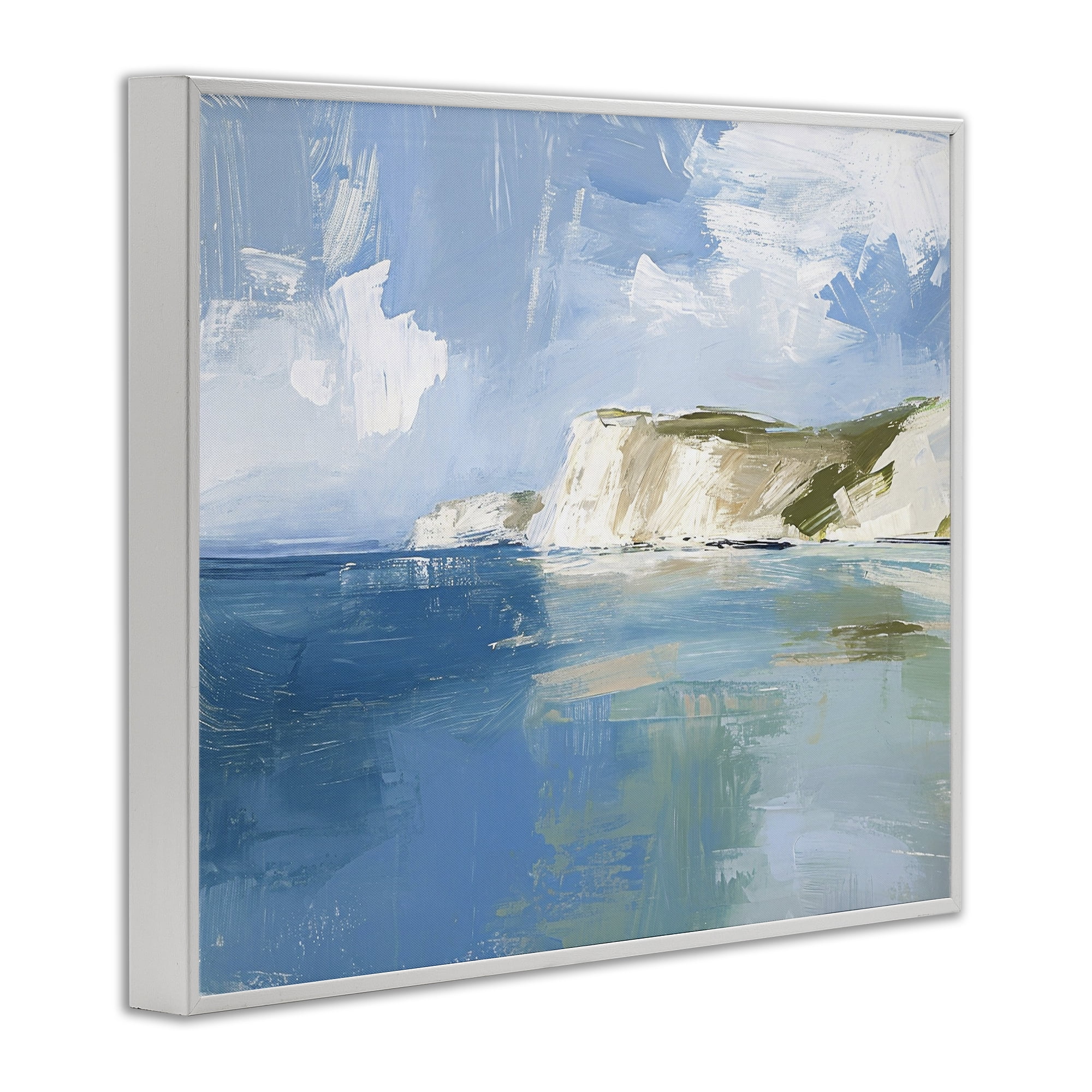 Stupell Industries Coastal Wilderness Shore Coastal Painting White Framed Art Print Wall Art, 20 x 16