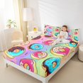 thumbnail image 4 of jejeloiu 3D Cartoon Donut Twin Sheet Sets,Colorful Sweet Dessert Twin Fitted Sheet,Rainbow Geometric Stripe Flat Sheet For Girls Teens,Super Cozy Room Decor,3 Pieces, 4 of 7