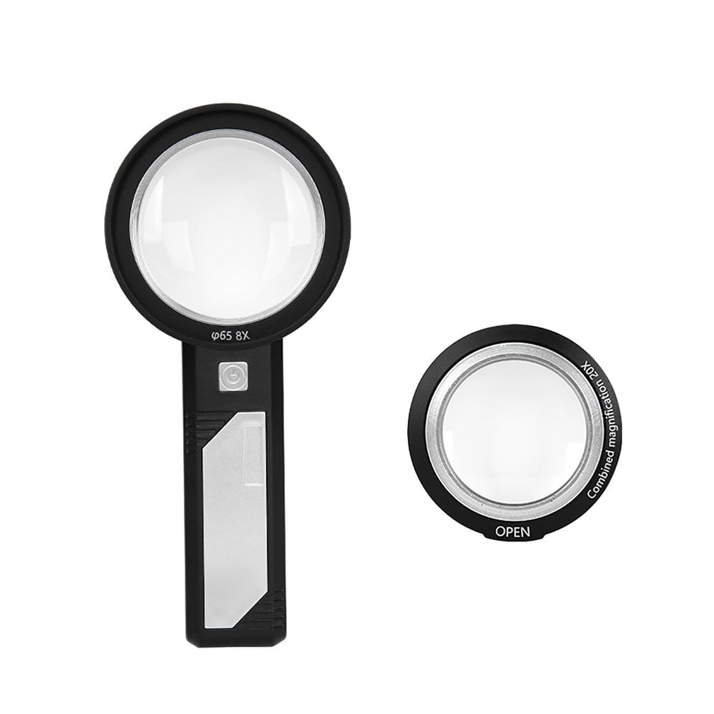 Creative Craft Magnifying Glass Magnifier 10 Times Auxiliary Mirror 3 Times Primary Mirror High Power Lamp Handheld Magnifying Glass Magnifier for Reading