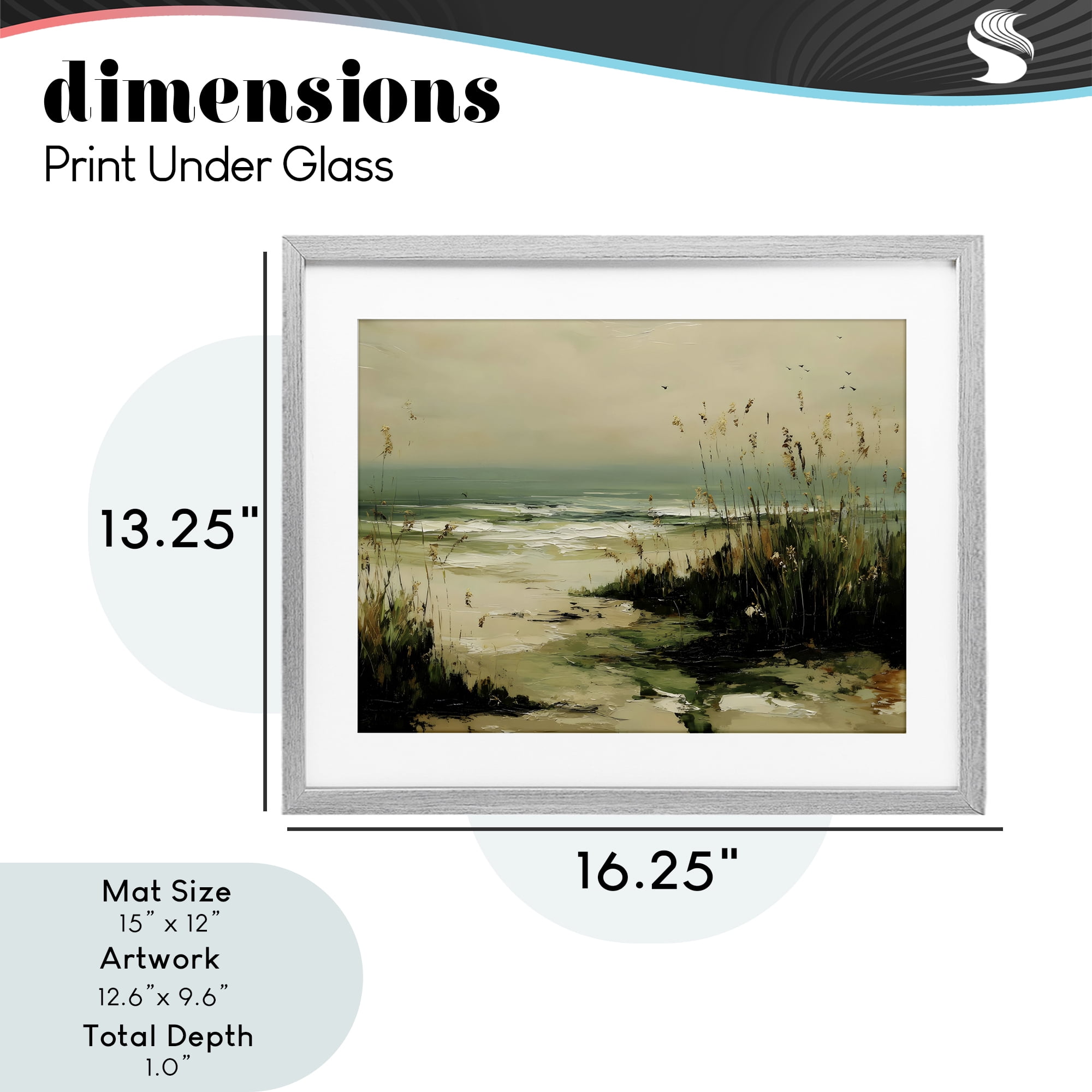 Stupell Industries Sea Oats on the Beach Gray Framed Print Under Glass, design by Franklyn Gregory