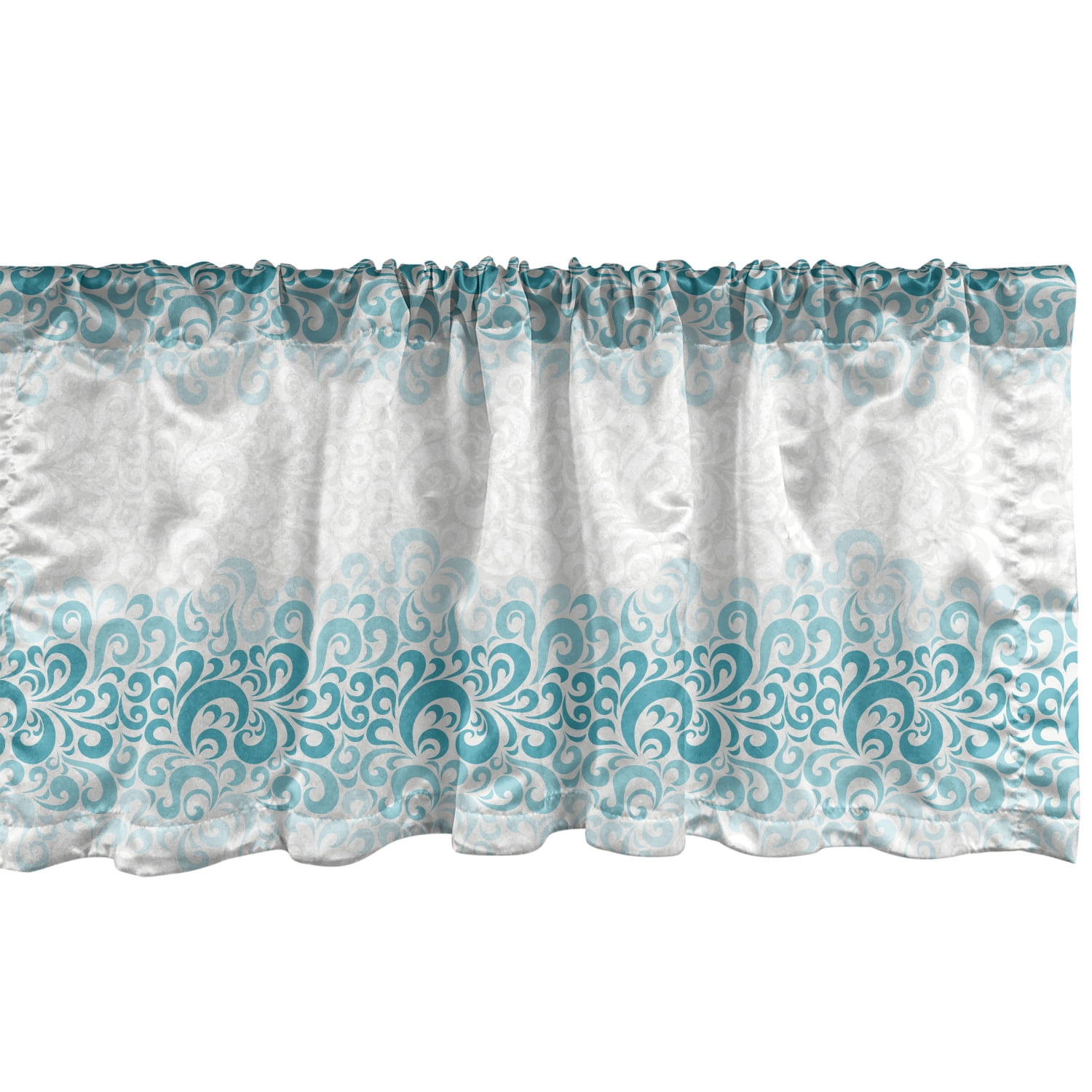 Turquoise Teal 54 X 18 Curtain Valance for Kitchen Bedroom Decor with Rod Pocket Lunarable Turquoise Window Valance Flower Pattern Symmetric Antique Floral Pateren Ornaments Art Print