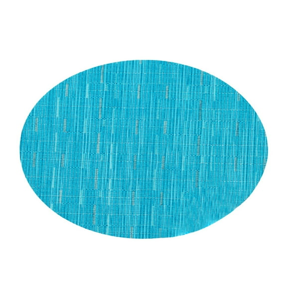 Farfi Place Mat Anti-scratch Insulated Oval Anti-slip PVC Table Placemat Household Supplies (Blue)
