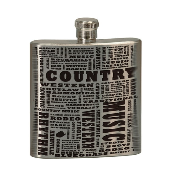 KuzmarK 6 oz. Stainless Steel Pocket Hip Liquor Flask - Country Music