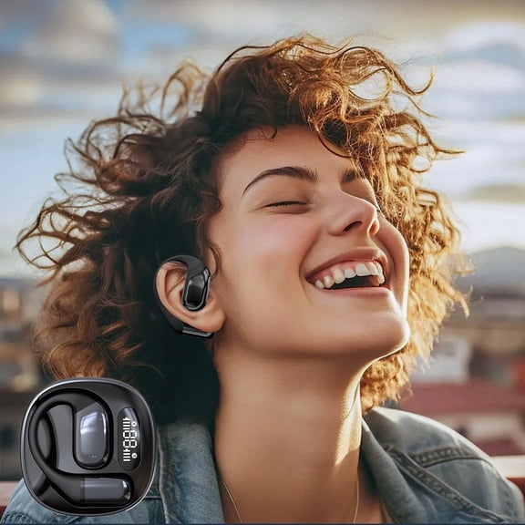 HOZVOMI Ear Hanging Bluetooth 5.4 Earphones with High Battery, Low Latency, and High Definition Surround Sound