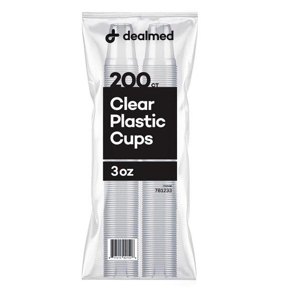 Dealmed 3 oz. Disposable Plastic Cups, 100% Recyclable Cups for Doctor's Offices, School Nurse's, Hospitals, at Home and More, 200 Count