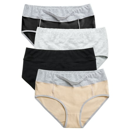 

DODOING Women s Plus Size Tummy Control Panties Briefs 1-4 Pack Soft Cotton High Waist Breathable Brief Seamless Panties for Women
