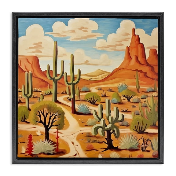 Stupell Industries Modern Desert Canyon Path Black Floating Frame Canvas Art, 18 x 18, by Lazar Studio