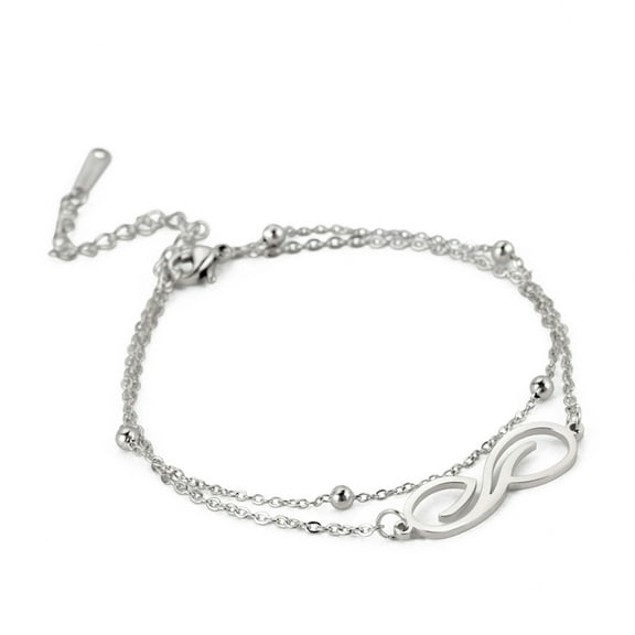 FENOHREFE Sturdy Stainless Steel Infinities Bracelet for Women Comfortable Double Layer Trendy and Elegant Jewelry Accessory