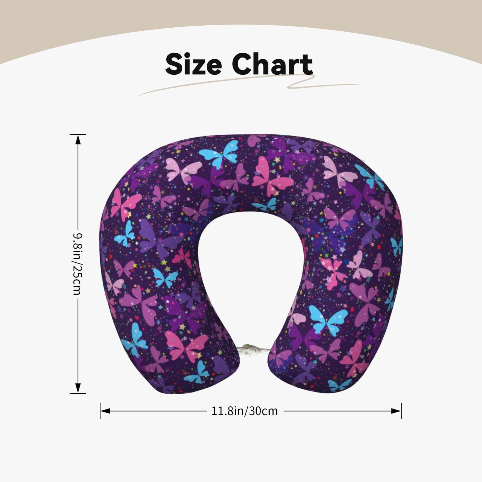 Xecao Bright Purple Butterflies Print Memory Foam Cervical Neck Pillow Versatile U-Shaped Pillows for Home,Office,Camping,Travelling,Soft Washable Cover