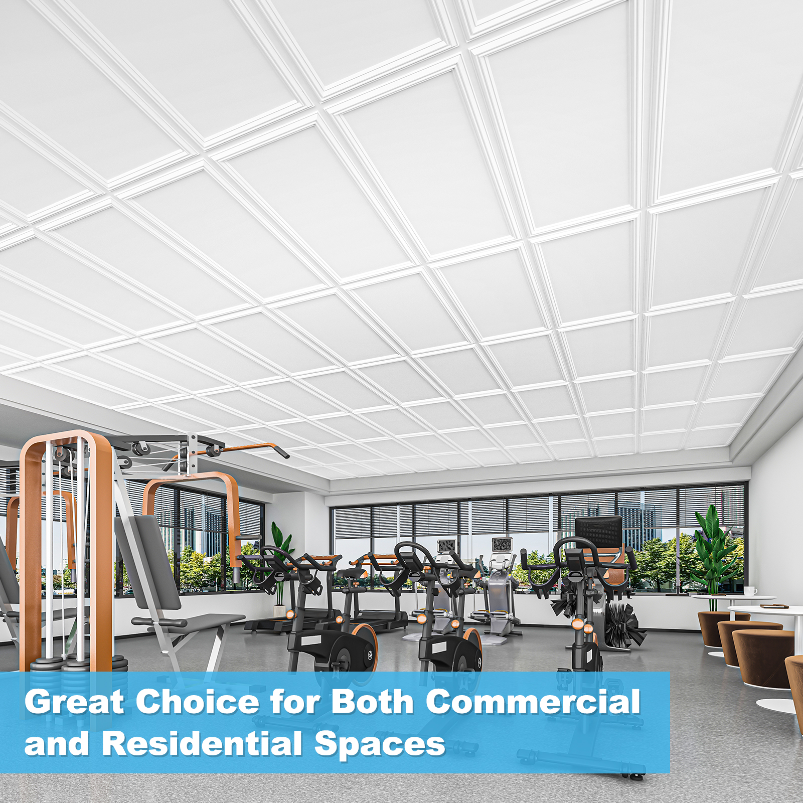24" x 48" Drop in PVC Ceiling Tiles,12-Pack White Decorative 3D Ceiling Panels for Home Decor,Waterproof & Easy Installation,96 sq.ft./Case