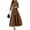Coffee, variant on ZANZEA Womens Dresses O-Neck Evening Long Gowns Solid Color Dress