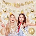 thumbnail image 3 of 18th Birthday Decoration Girls, Gold Happy 18th Birthday Banner, Sand White Birthday Balloons, 18th Birthday Balloons, Confetti Latex Balloons Cake Topper for Girls 18th Birthday Party Decorations, 3 of 7
