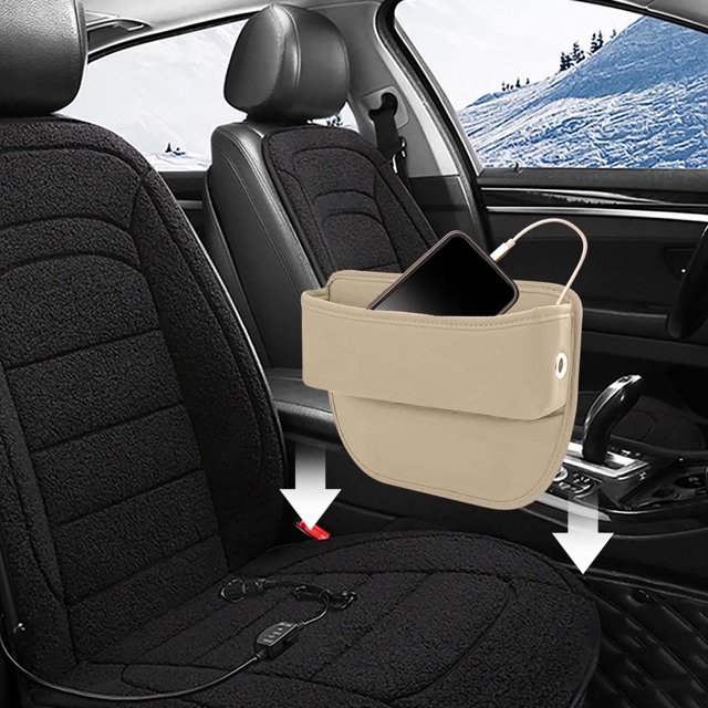 YoGold Car Leather Cup Holder Gap Bag, Universal Seat Gap Storage Box, Adjustable Car Seat Storage Box, Car Seat Gap Storage Box for Glasses, Cell Phones, Keys and Cards C