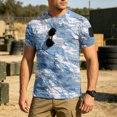 thumbnail image 5 of Homeyce Men's Camo Shirts Short Sleeve Graphic Shirts Lightweight Slim Fit Camouflage Tee Tops Crew Neck Top Shirts,Blue 3XL, 5 of 5