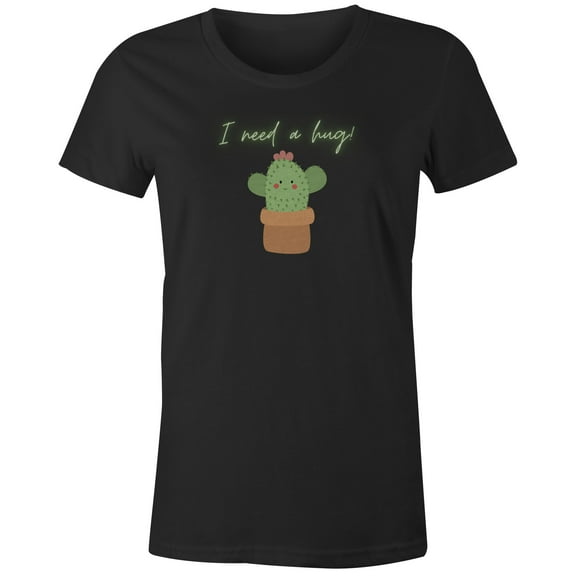 9 Crowns Tees Unisex Catus Need Hug Funny T-shirt (Juniors Black, X-Small)