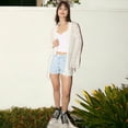 thumbnail image 5 of Women's Crochet Cardigan Casual Lightweight Long Sleeve Open Front Cardigans- Large ,White, 5 of 6