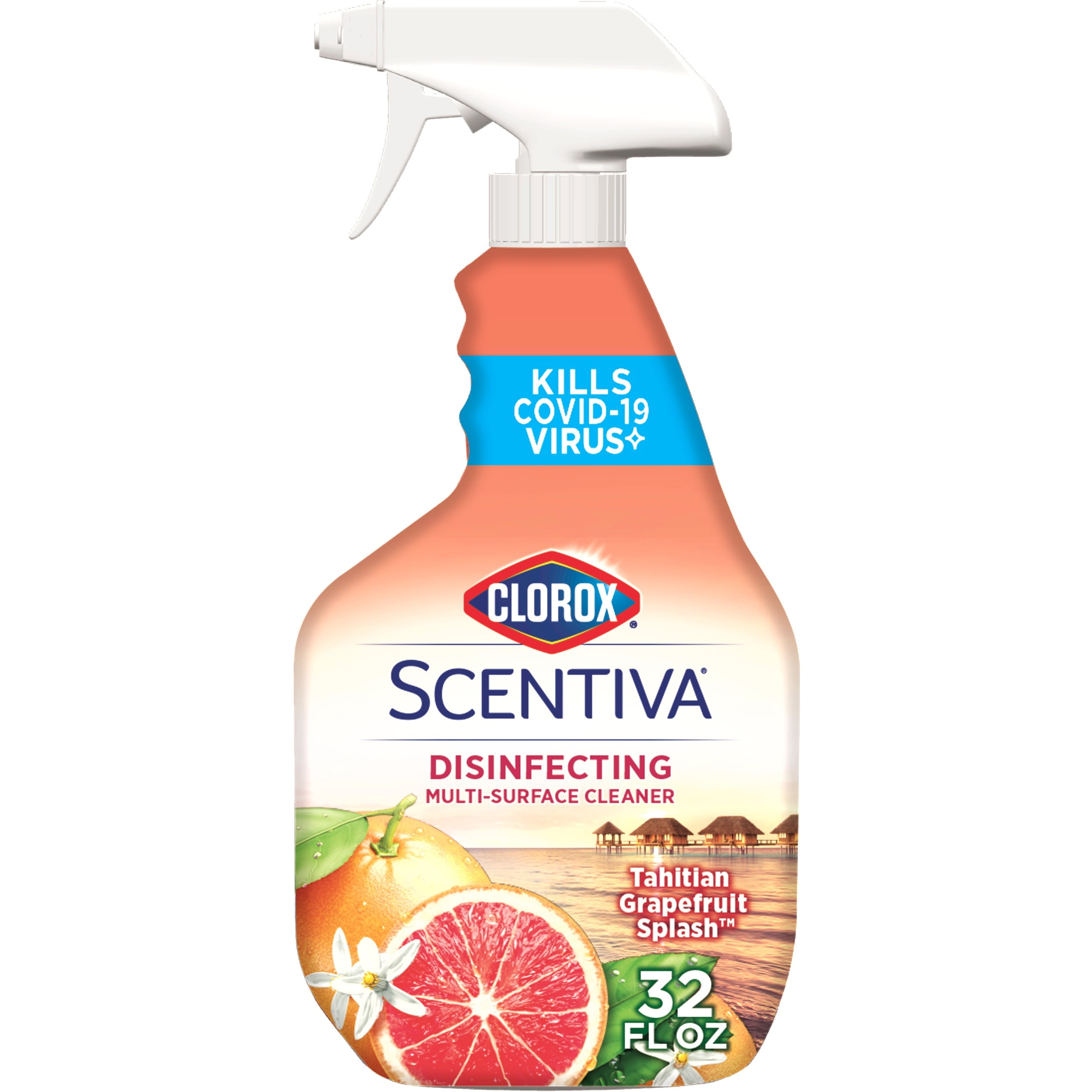 Clorox Scentiva Multi Surface Cleaner Spray, Bleach Free, Tahitian Grapefruit Splash, 32 Ounces