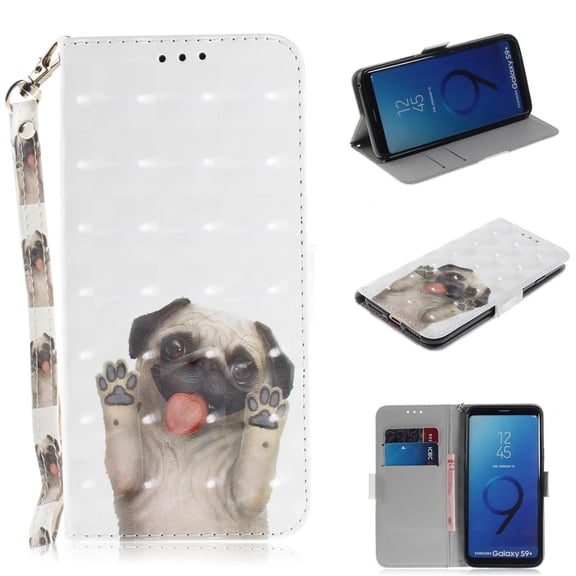Galaxy S9 Case, S9 Case, Allytech 3D PU Leather Protective Cover & Pocket Lanyard Wallet with Cards Holder, Support Kickstand Slim Case for Samsung Galaxy S9, Dog