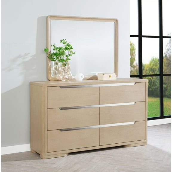 Ladera 6-drawer Bedroom Dresser and Mirror Light Elm
