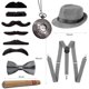 thumbnail image 2 of Accesorios para hombres de los años 20 YANSION disfraz de gánster con tirantes elásticos sombrero panameño, 2 of 6