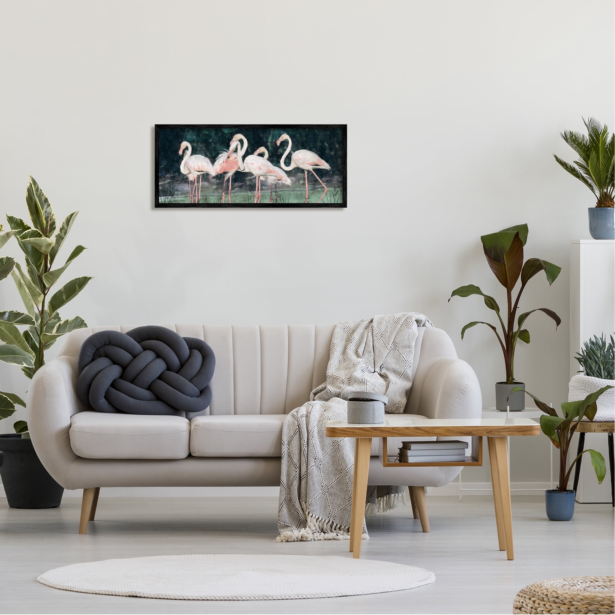 Stupell Flock of Flamingos Tropical Waters Animals & Insects Painting Black Framed Art Print Wall Art