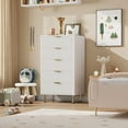 thumbnail image 6 of Kselythan Fluted 5 Drawer Dresser, 48inch Tall Modern Chest of Drawers with Deep Drawers and Wide Top, Wooden Dresser Organizer for Bedroom，Living Room, Hallway, Kids Room, 6 of 8