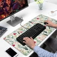 thumbnail image 3 of White Floral Mouse Pad,Large Marble Mouse Pad,31.5 * 15.7in Stable Rubber Base Mousepad with Stitched Edges Waterproof Desk Mat for Work, Game, Office, Home, 3 of 6