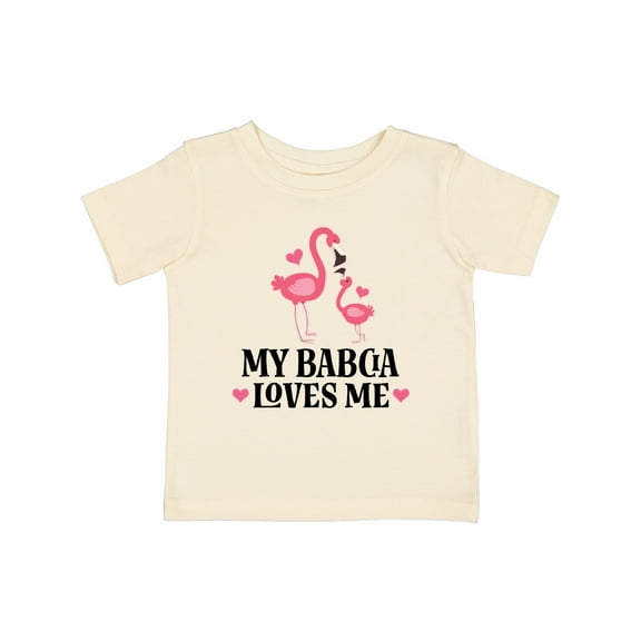Inktastic My Babcia Loves Me Flamingo Girls Baby T-Shirt