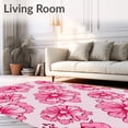 thumbnail image 2 of ODIKA 3'x5' Machine Washable Non-Slip Area Rug, Enchanted Garden Rosette Deluxe Plush Artistic Statement High Traffic Rug, Pink, 743268, 2 of 7