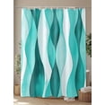 thumbnail image 4 of Teal Ripple Shower Curtain, Abstract Gradient Watercolor Modern Waterproof Shower Curtain Set with 12 Hooks Lightweight Washable Fabric Shower Curtains for Bathroom 48x72 Inches, 4 of 6