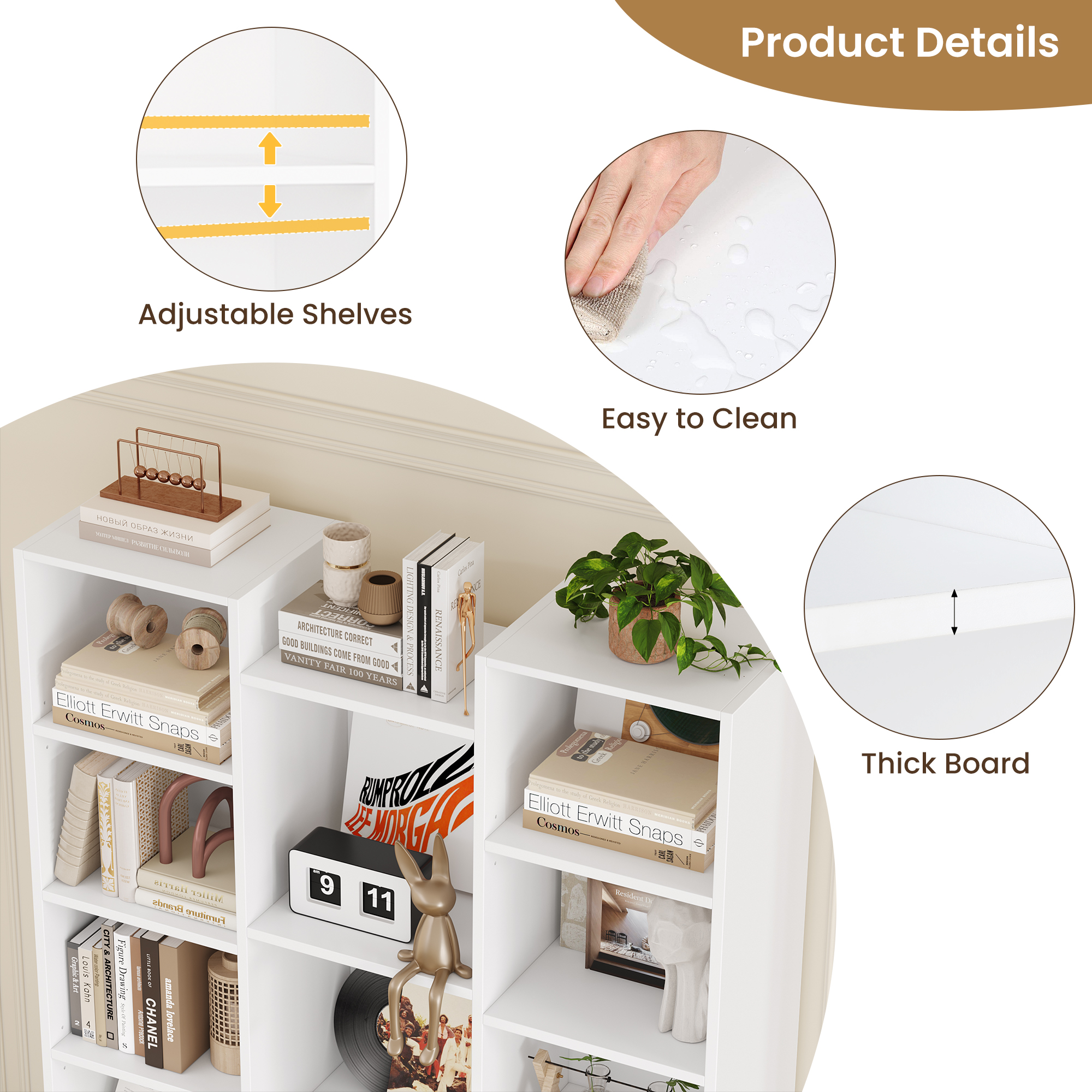 Homfa 21-Cube Bookcase, 71 in, White photo 5