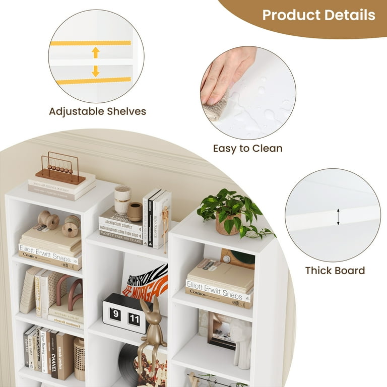 Homfa 71 to 3 inch Tall Wooden Bookshelf with Adjustable Shelves