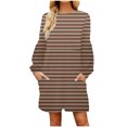 thumbnail image 2 of Qiopertar Vente de Liquidation Robe Mi-Mollet à Manches Courtes Col Rond Imprimé Mode pour Femmes Offres de la Semaine Moins de 5$, 2 of 5