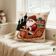 thumbnail image 5 of Cinvoph 18"x18" Embroidered Christmas Throw Pillow Covers Linen Festive Xmas New Year Decorative Pillow Cases for Couch Sofa Bed Chair Living Room Party, Winter Home Decoration, 5 of 6