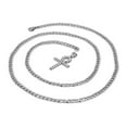 thumbnail image 5 of Ankh Cubic Zirconia Pendant Cuban Link Chain Necklace Set Stainless Steel Men Fashion Jewelry 3.7 mm 24" Silver, 5 of 7
