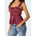 thumbnail image 6 of LMLYSoH Women Babydoll Tank Tops Slim Lace Trim Square Neck Sleeveless Backless Crop Shirt Summer Streetwear, 6 of 9