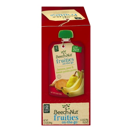 Beech-Nut Fruities on-the-Go Banana, Pear & Sweet Potato Puree Baby Food, 3.5 oz, (Pack of 12)
