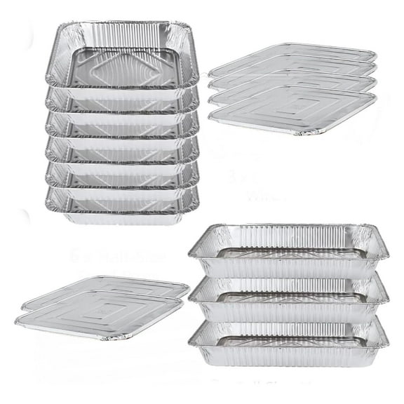 Disposable Chafing Dish Buffet Set Food Warming Trays Replacement - 3 Water Food Warmer Pans - 6 Pans - 6 Lids - Buffet Set Trays Food Warmers for Parties & Events