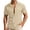 Khaki, variant on Mens Casual Shirts Striped Short Sleeve Button Down Lapel Blouse Comfortable Lightweight Beach Shirts for Men Black L