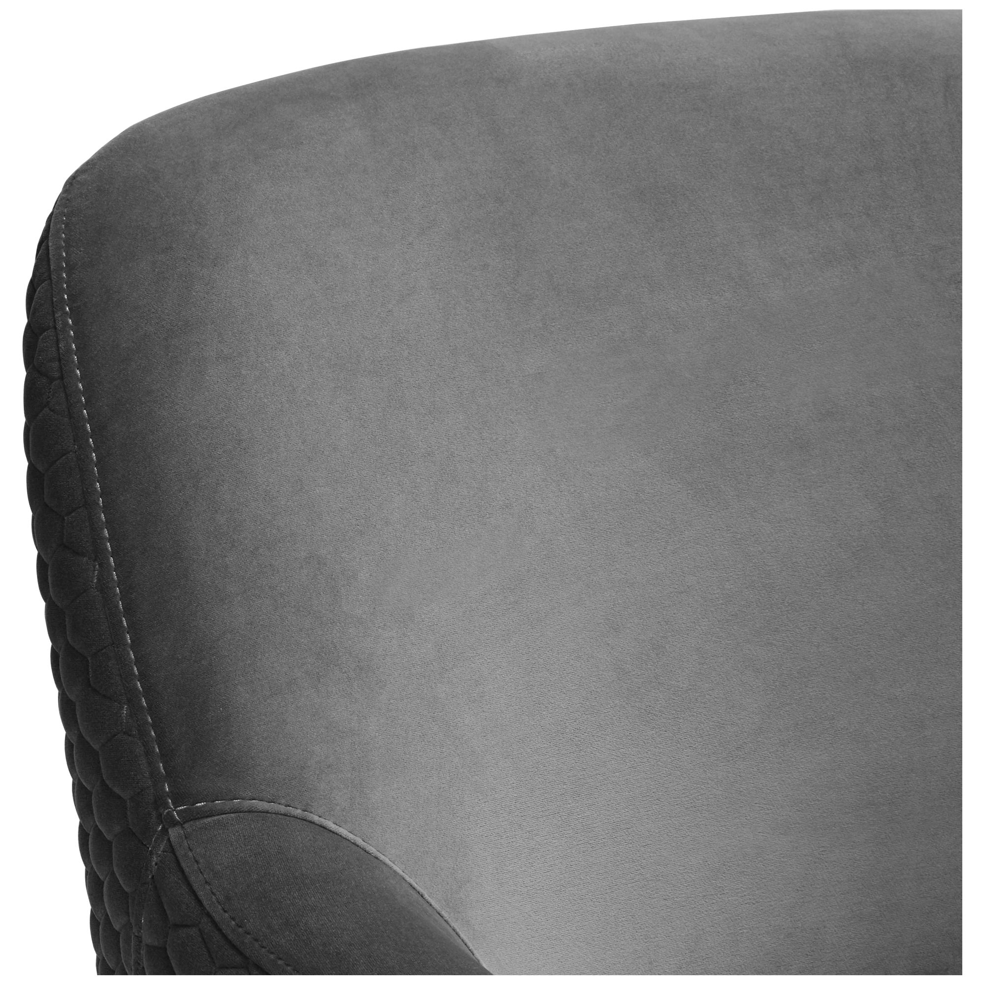 Studio 55D Ames Quilted Gray Velvet Swivel Chair