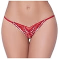 thumbnail image 1 of Crotch Panties for Women, Transparent Sequin Embroidery Appeal Color Thong Underpants Underwear, Red One Size,, 1 of 6