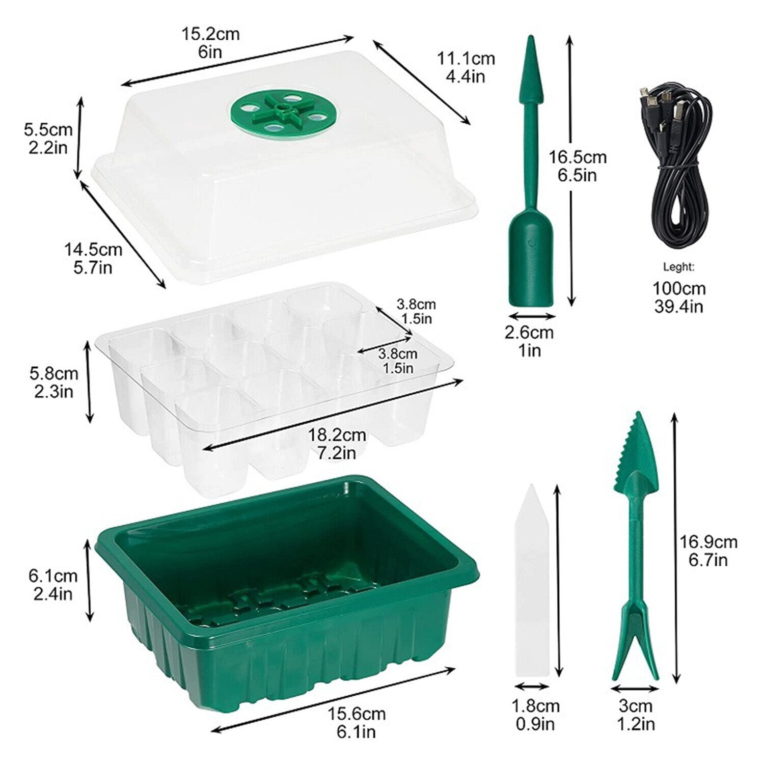 Costyle 5 Pack Seed Starter Trays with Grow Light Indoor Gardening Germination Trays Seed Starter Kit
