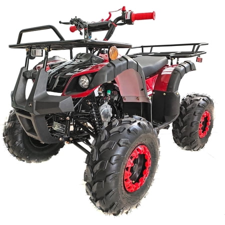 HHH Upgraded 125cc ATV Four Wheeler Quad with LED Lights, Matching Rims , Reverse for youth ( Factory Packaged ) ( Red )
