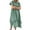 Green, variant on qucoqpe Womens Summer Long Maxi Dress Crew Neck Short Sleeve Ruffle Hem Slit T-shirt Dress Casual Loose Sun Dress with Pockets