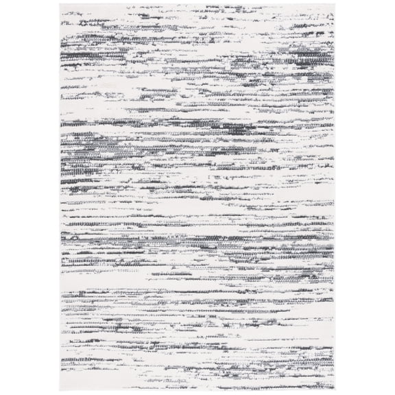 SAFAVIEH Alamo Olga Stripe Area Rug, Charcoal/Ivory, 5'3" x 7'6"