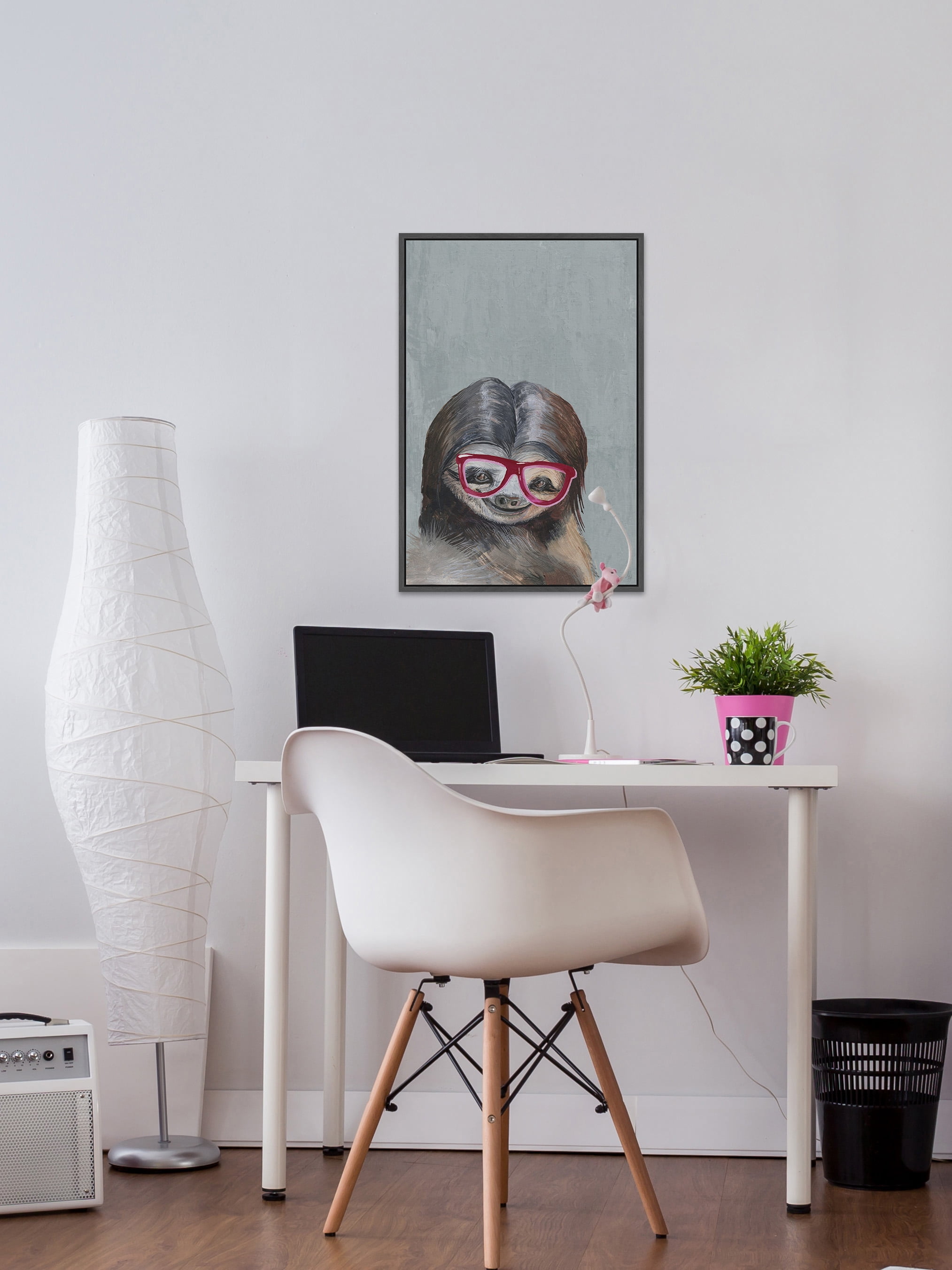 Nerdy Sloth II Floater Framed Painting Print on Canvas