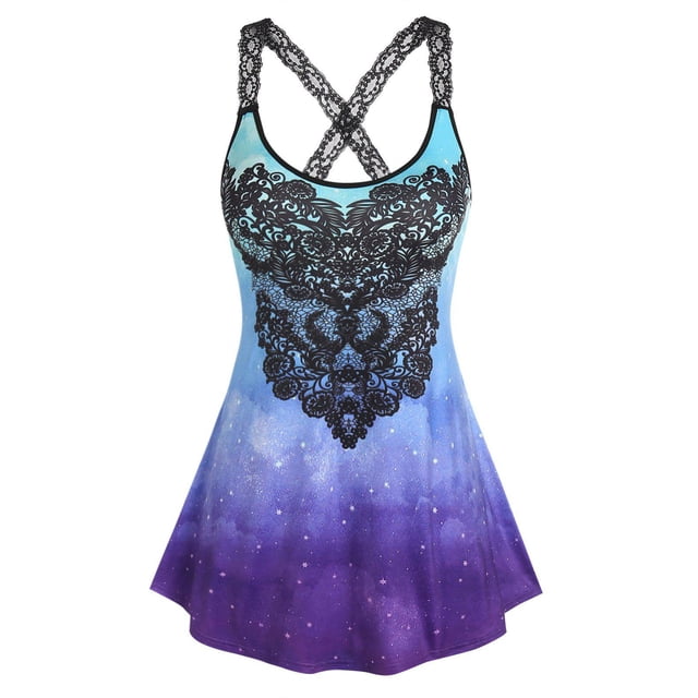 Tank Top Degradado con Tiras Cruzadas en Talla Extra Rosegal Camisetas sin mangas de talla grande