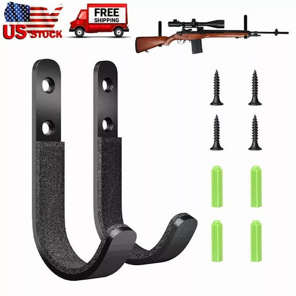 2Pcs Gun Rack Wall Mount With Soft Padding Shotgun Hooks Steel Rifle Hangers